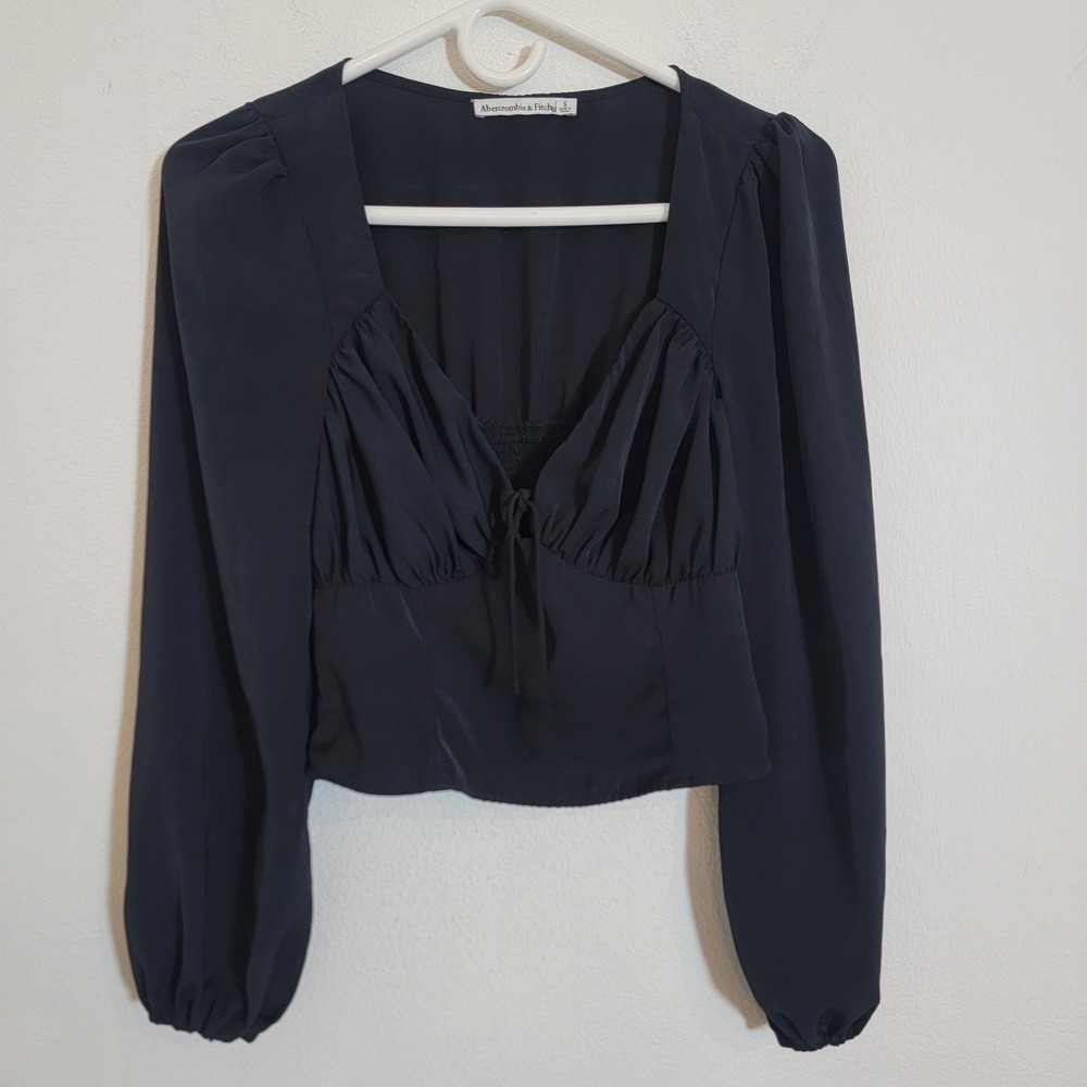 Abercrombie & Fitch Black Sweetheart Neckline Longsleeve Small Romantic Milkmaid